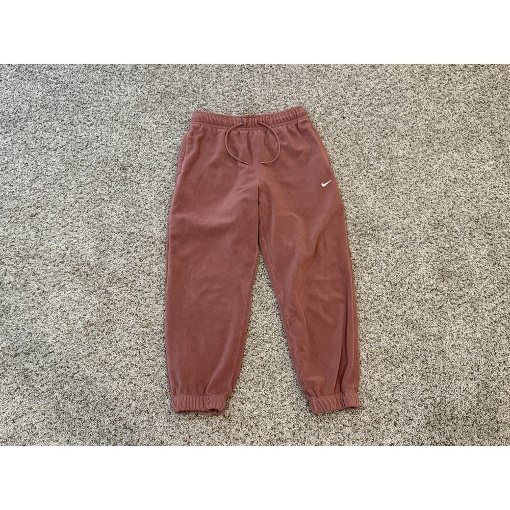 Nike Sweatpants Women's Brown Fleece Joggers Pants Soft Cozy Sherpa